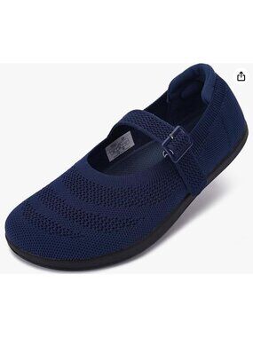WHITIN Women's Blue Barefoot Mary Jane Flats Wide Toe Box Zero Drop Shoes 40/9